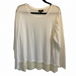 Lord & Taylor white tee with lace detail. Size 1X